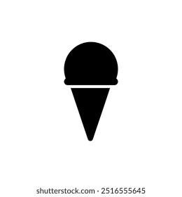 Simple black ice cream cone icon silhouette. Vector icon design.