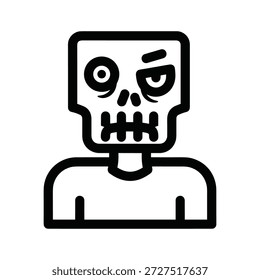 Icono negro simple de una cara de esqueleto enojado sobre fondo blanco