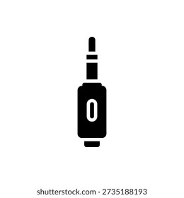 Simple black icon of an audio plug or jack on a white background, symbolizing sound or music technology.