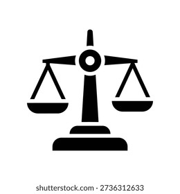 Simple black icon of a balance scale, symbolizing fairness and justice.