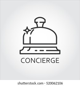 Simple black icon of bell concierge drawn in outline style. Logo for websites, mobile apps and other design needs. Vector contour pictograph