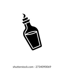 Simple black icon of a bottle with a stopper and liquid