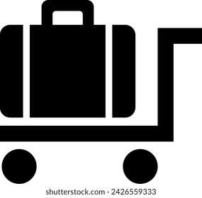 Simple black icon of a cart with luggage