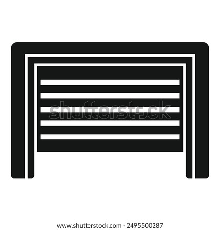 Simple black icon of a closed garage door, symbolizing a secure and protected parking area