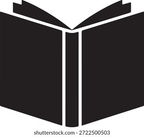 Un simple icono negro que representa un libro abierto que representa el conocimiento y la lectura.