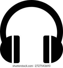 Un simple icono negro que representa los auriculares sobre la oreja, que representan el audio, la música y el sonido.