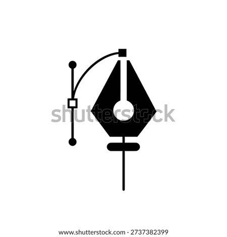 Simple black icon depicting a pen nib with bezier curve points