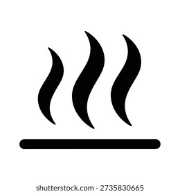 Simple black icon depicting three wavy steam plumes rising from a horizontal line