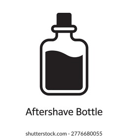 Simple black icon depicting a vintage aftershave bottle with a stopper