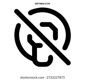 Ein einfaches schwarzes Symbol, das ein unzulässiges oder abgebrochenes kreisförmiges Pfeilsymbol anzeigt.