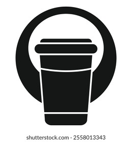 Simple black icon of a disposable coffee cup, often used in the beverage industry