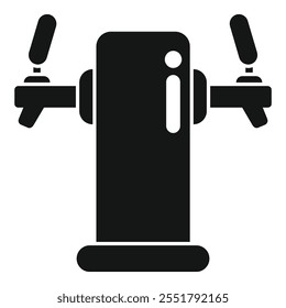 Einfaches schwarzes Symbol eines Doppeltipps, der auf der Theke der Bar steht, um kaltes Bier in einer Kneipe zu servieren