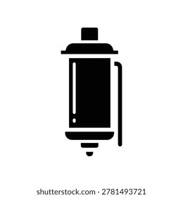 Simple black icon of an electronic cigarette on a white background, representing vaping or smoking alternatives.
