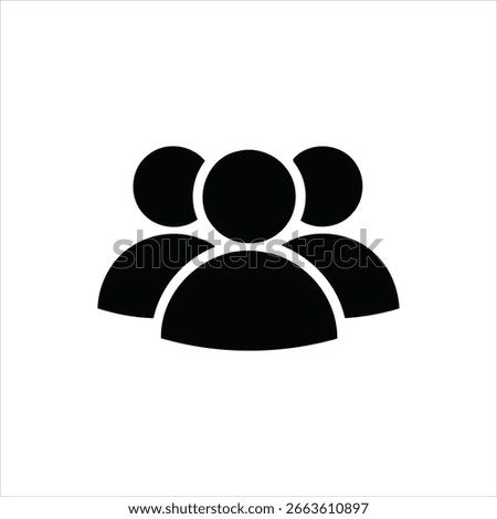 A simple black icon featuring three stylized figures clustered together against a white background. The figures are depicted as rounded shapes, suggesting heads and upper bodies.