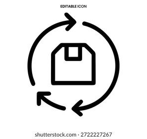 Simple black icon of a floppy disk surrounded by recycling arrows, representing data reuse.