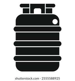 Simple black icon of a gas cylinder, commonly used for camping, outdoor cooking, and as a portable fuel source