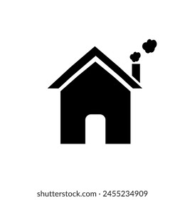 Simple black icon of house and hand drawn picture is My home. Vector illustration for prints poster, banner, sticker.