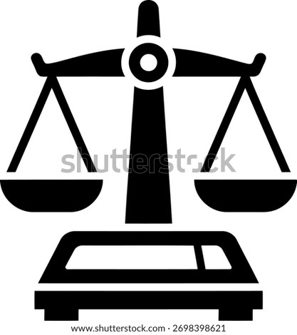Simple black icon of a justice scale representing law fairness equality and legal judgment symbol vector