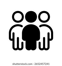 Icono negro simple de múltiples individuos de pie uno al lado del otro
