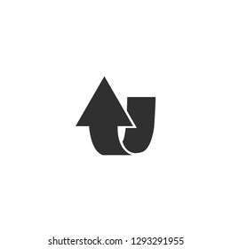Simple black icon on white background. Repeat icon. Vector illustration web design element. curve arrow. vector