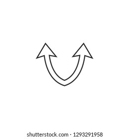 Simple black icon on white background. Repeat icon. Vector illustration web design element. curve arrow. vector