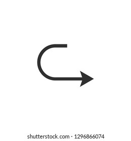 Simple black icon on white background. Repeat icon. Vector illustration web design element. curve arrow. vector Simple black icon on white background. Repeat icon. Vector illustration web design element. curve arrow. vector