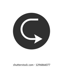 Simple black icon on white background. Repeat icon. Vector illustration web design element. curve arrow. vector
