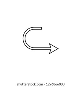 Simple black icon on white background. Repeat icon. Vector illustration web design element. curve arrow. vector