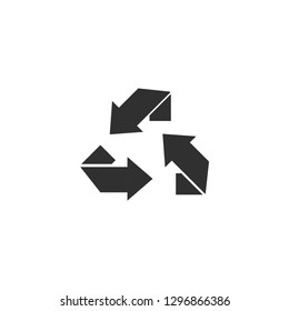 Simple black icon on white background. Recycle icon. Vector illustration web design element. curve arrow. vector