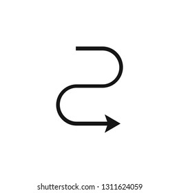 Simple black icon on white background. Repeat icon. Vector illustration web design element. curve arrow. vector