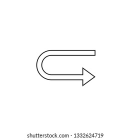 Simple black icon on white background. Repeat icon. Vector illustration web design element. curve arrow. vector
