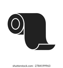 Simple black icon of a paper roll or fabric bolt representing manufacturing materials and industrial supply concepts