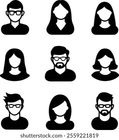 A simple black icon of people in the style of Flaticon and Dribbble