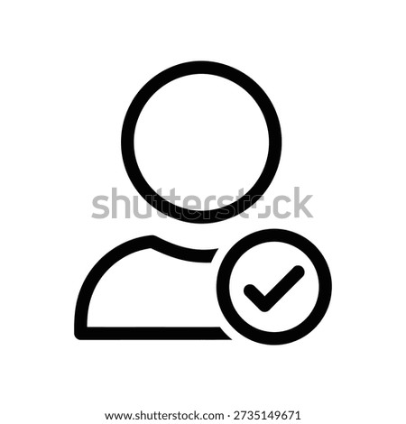 Simple black icon of a person with a checkmark on a white background, symbolizing verification and approval.