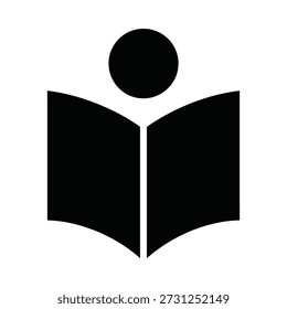 Simple black icon of a person reading an open book under a circle