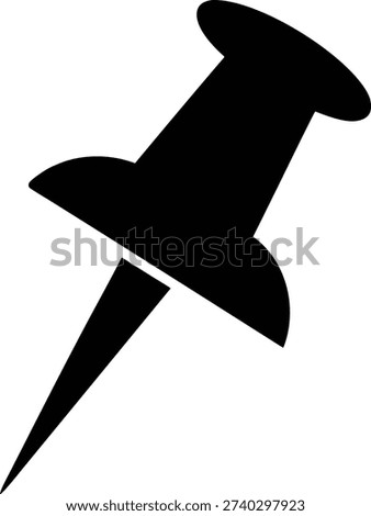 Simple black icon of a pushpin representing office supplies stationery and tools for fastening