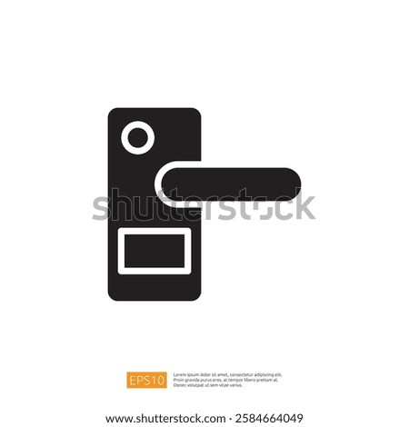 A simple black icon representing a door handle, symbolizing access and entry points in various settings.
