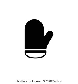 Einfaches schwarzes Symbol, das einen schützenden Ofenhandschuh darstellt, ideal für kulinarische, backende und küchenbezogene Schnittstellendesigns und Grafiken.