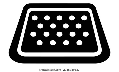 A simple black icon representing a shower floor mat, designed to provide anti-slip safety and grip for bathroom floors and tubs.