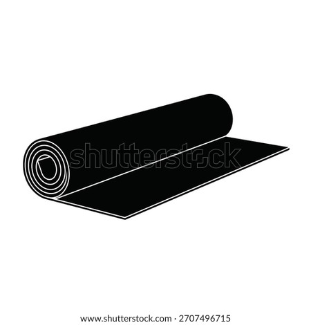 Simple black icon of a roll of flexible material.