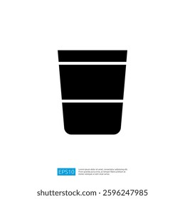 Simple Black Icon of a Segmented Cup Container Suitable for Beverages or Food in a Minimalist Design Style