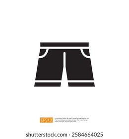 A simple black icon of shorts, representing casual summer clothing. It symbolizes leisure and comfort.