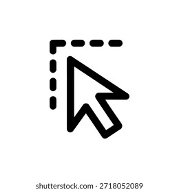 Ícone preto simples mostrando um cursor dentro de uma caixa de seleção quadrada pontilhada.