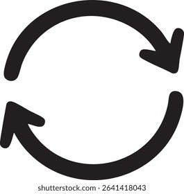 A simple black icon shows two curved arrows forming a circle, indicating refresh or recycle.
