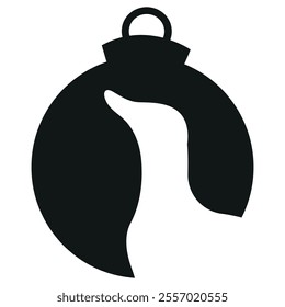 simple black icon of the silhouette of a New Year's ball with an animal silhouette, namely a duck, for various New Year's designs