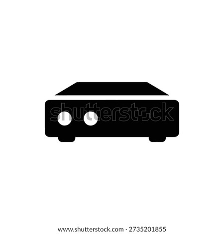 Simple black icon of a stereo amplifier on a white background.