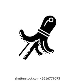 Simple Black Icon of Tako Octopus Leg for Takoyaki