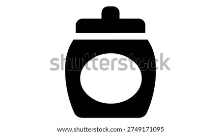 A simple black icon of a tea storage jar with a lid, depicted in a solid silhouette style, isolated on white background, conveying a sense of minimalism and elegance