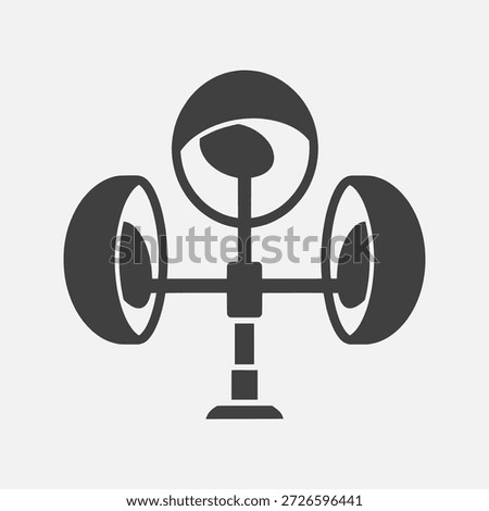 Simple black icon of a tricycle on a white background, symbolizing transportation and recreation.