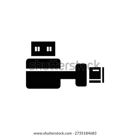 Simple black icon of a USB flash drive on white background